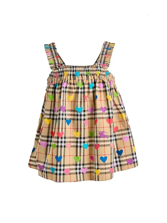 Платье с сердечками Gabi Heart Check Shirt Burberry Kids — черный