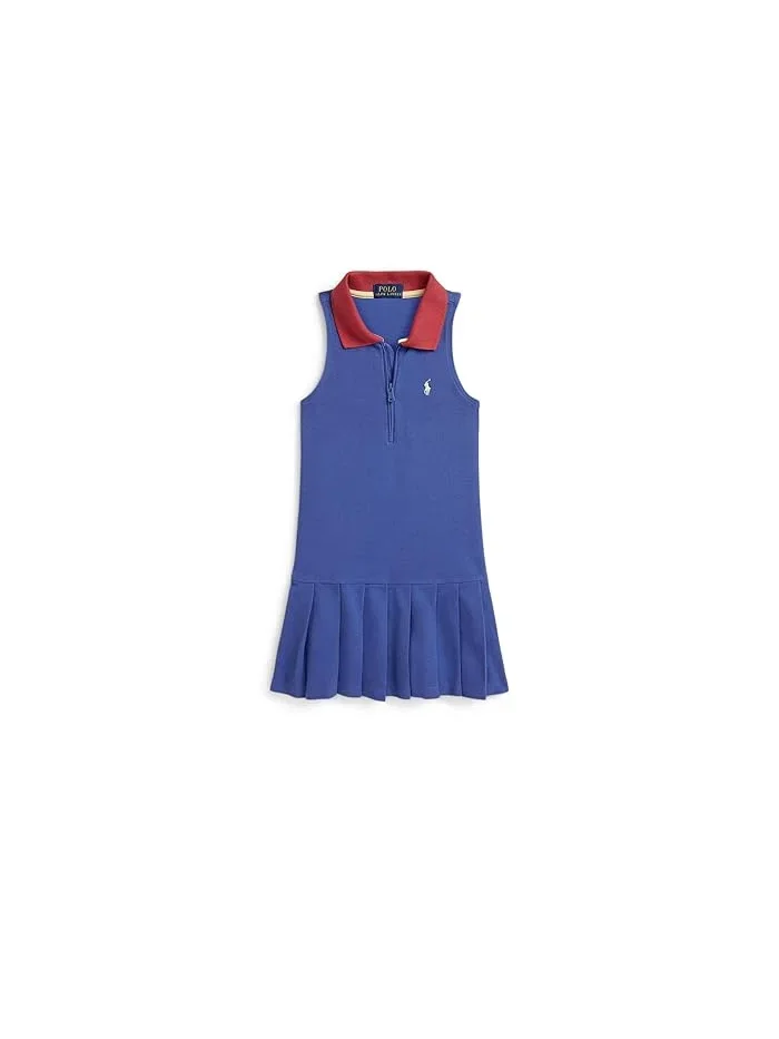 Платье Polo с плиссированной сеткой модель Pleated Mesh 1/4 Zip Polo Dress Polo Ralph Lauren Kids — 1