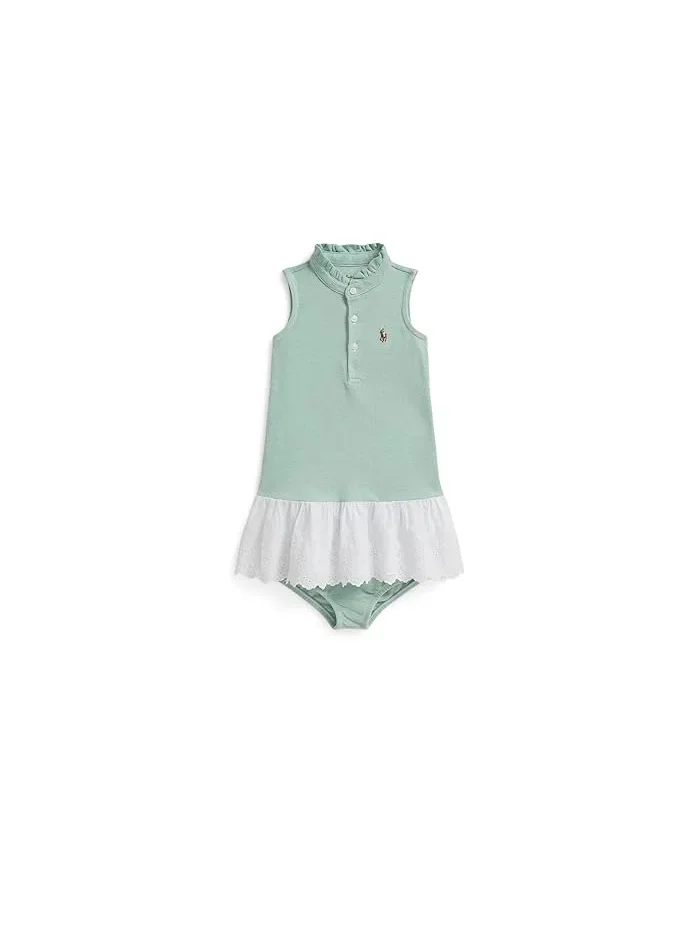 Платье с сеткой и шароварами Eyelet Cotton Mesh Dress & Bloomer Polo Ralph Lauren Kids — 1