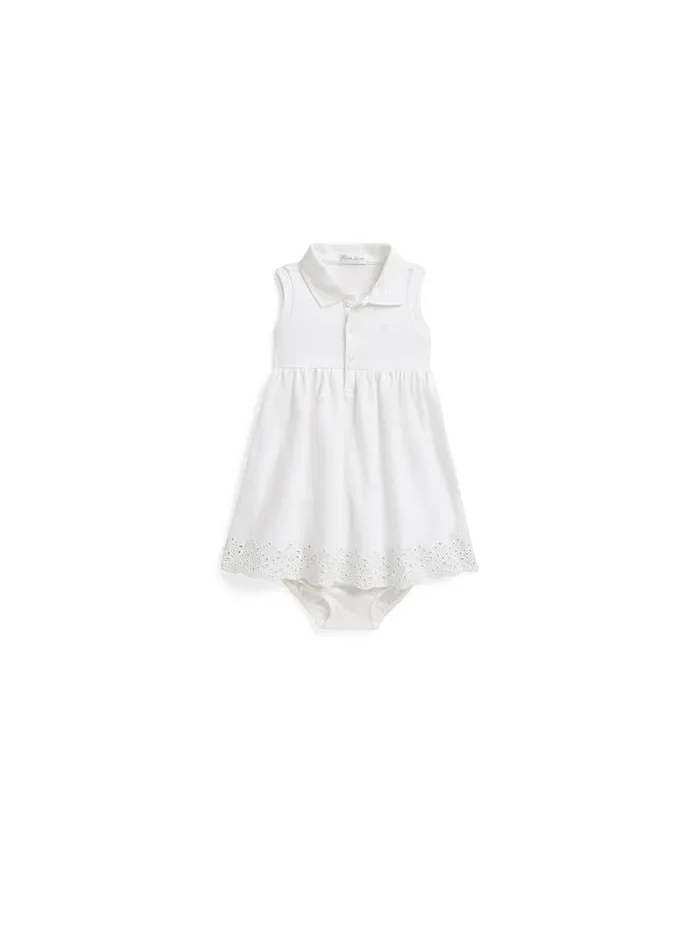 Платье поло с цветочным узором Eyelet Stretch Mesh Polo Dress & Bloomer Polo Ralph Lauren Kids — 1