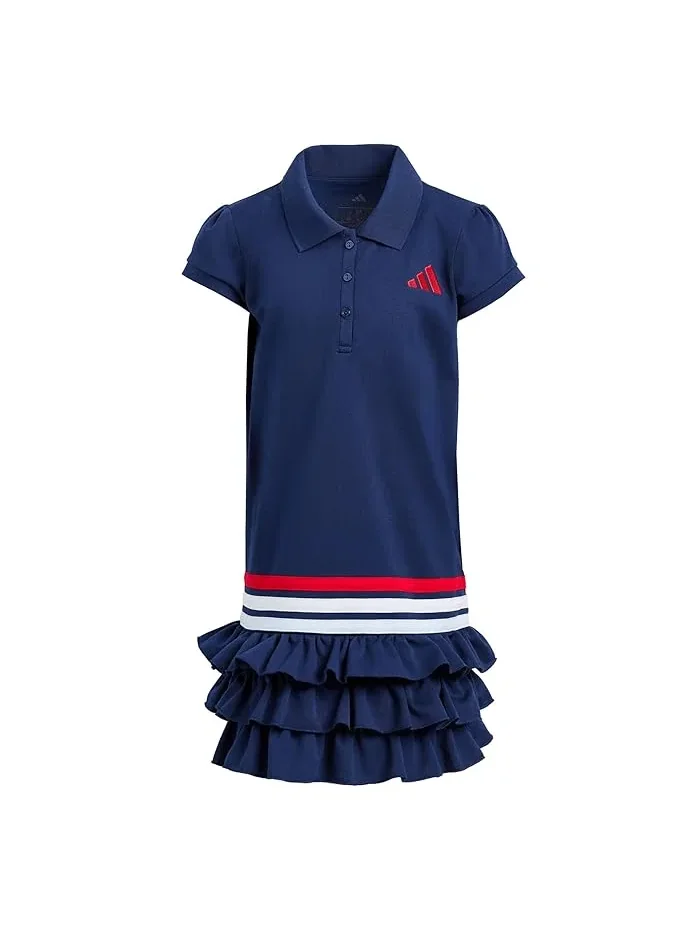 Платье-поло с рюшами из переработанного полиэстера Adidas Kids — 1