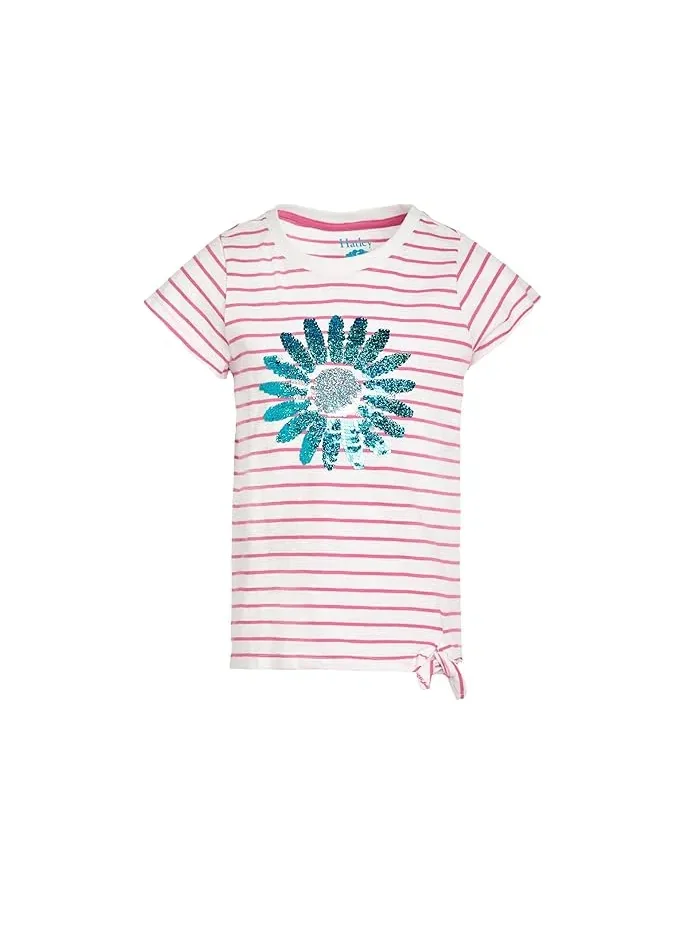 Футболка с цветочным принтом и завязками Radiant Flower Striped Tie Front Tee Hatley Kids — 1