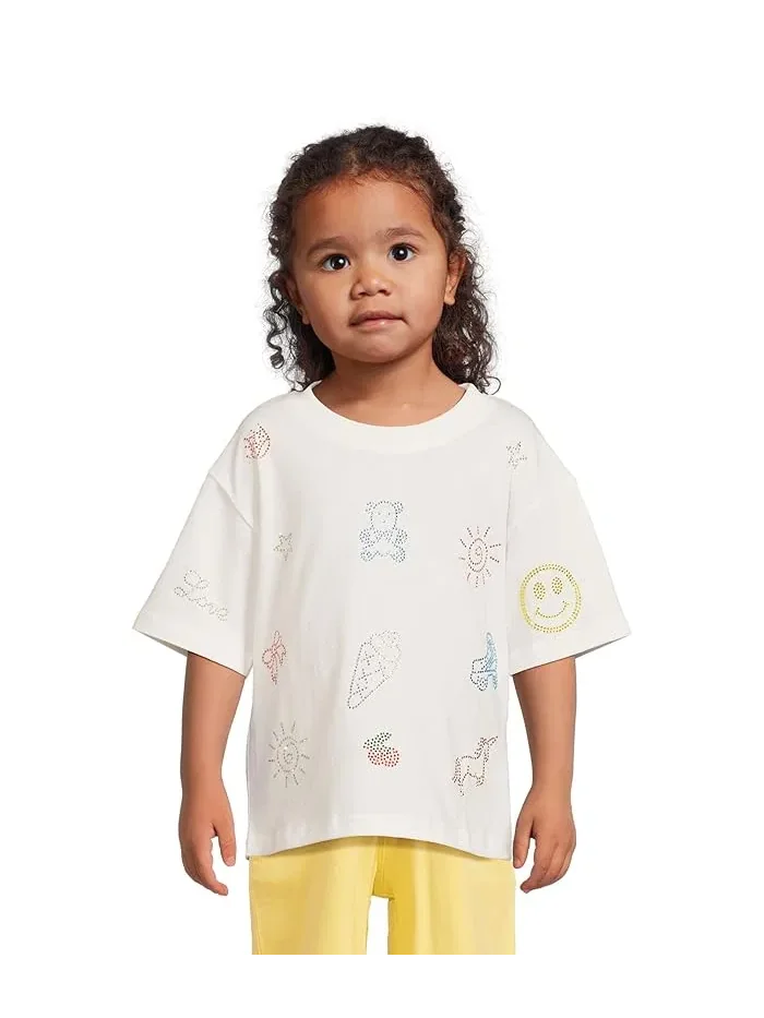 Футболка с кристаллами и дудлами Oversized Crystal Doodle T-Shirt Lola and The Boys — 1