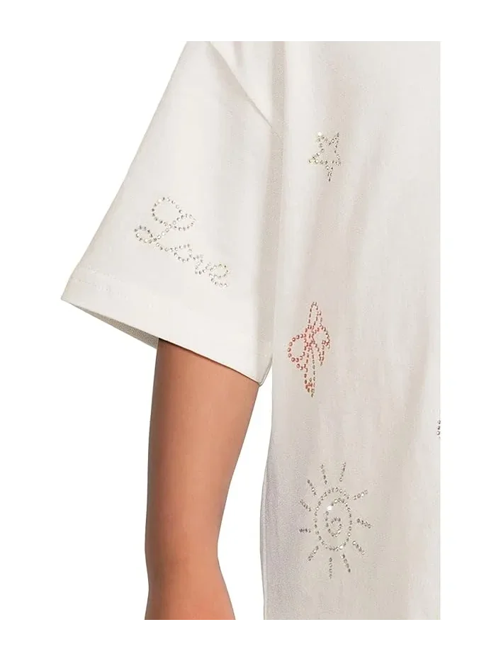 Футболка с кристаллами и дудлами Oversized Crystal Doodle T-Shirt Lola and The Boys — 3