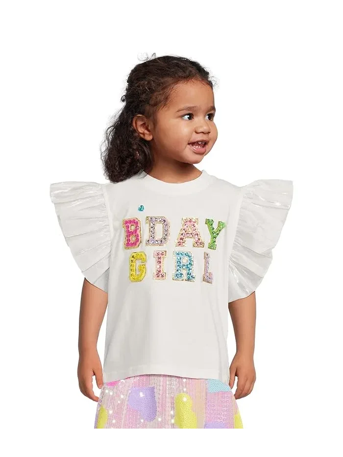 Футболка с пайетками B'DAY GIRL Birthday Girl Gem Ruffle Shirt Lola and The Boys — 1