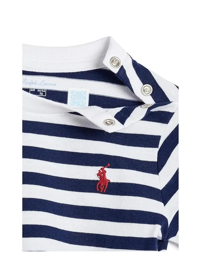 Футболка полосатая хлопковая модель Striped Cotton Jersey Tee Polo Ralph Lauren Kids — 3