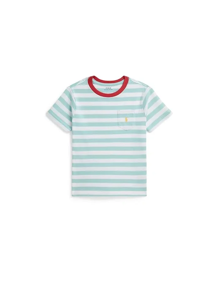 Футболка поло с полоской Cotton Jersey Pocket Tee Polo Ralph Lauren Kids — 1