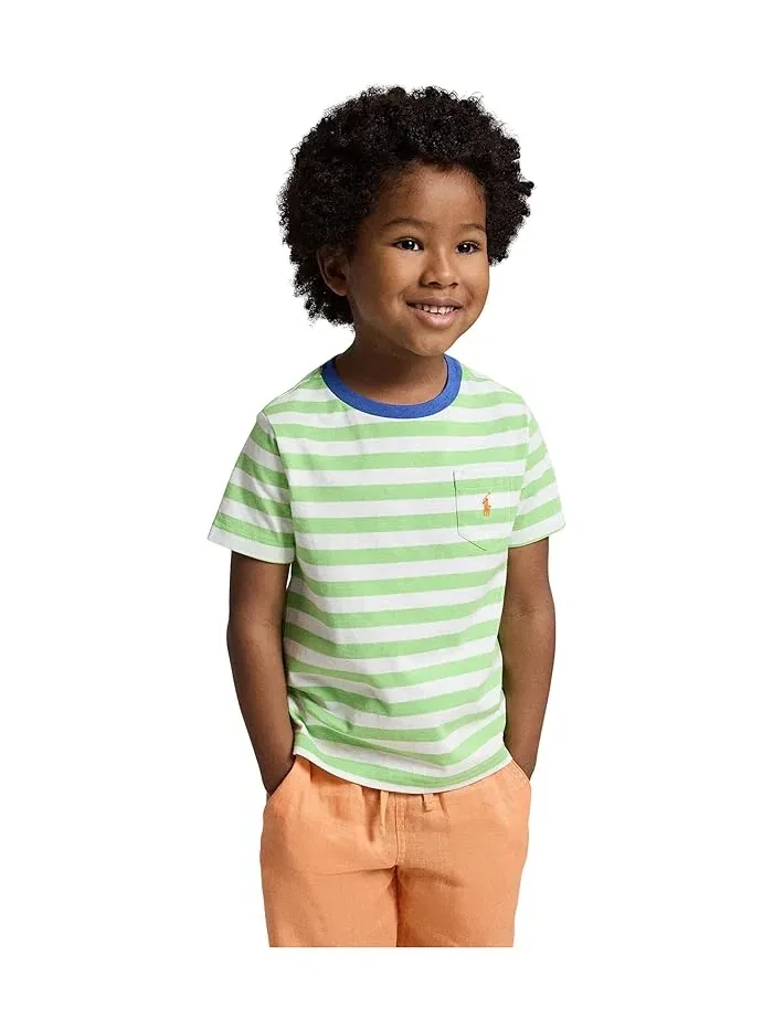 Футболка поло с полоской модель Striped Cotton Jersey Pocket Tee Polo Ralph Lauren Kids — 4
