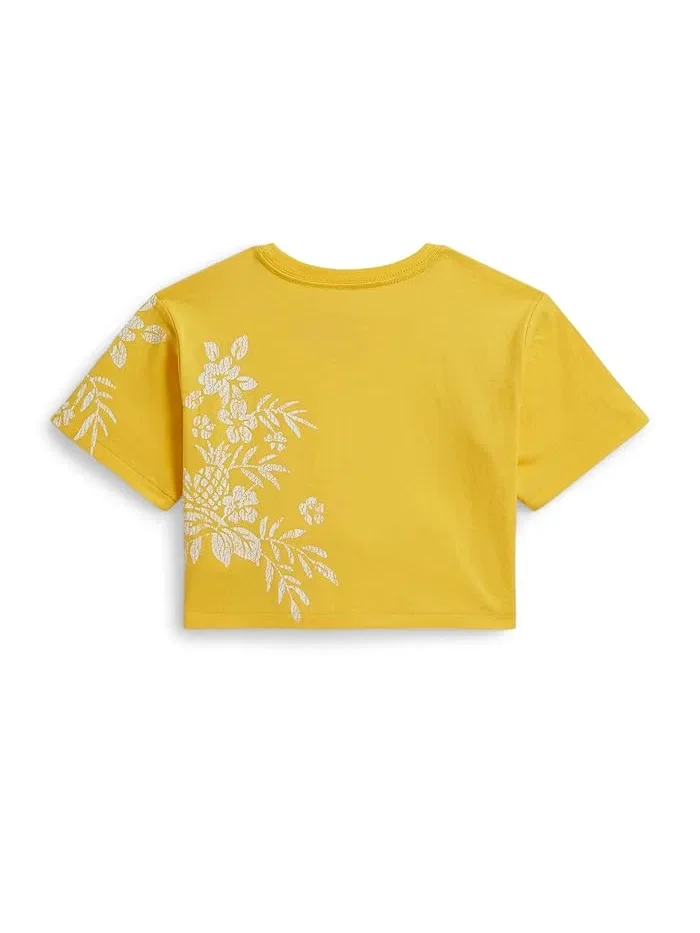 Футболка с цветочным принтом хлопок Floral-Print Cotton Boxy Tee Polo Ralph Lauren Kids — 2