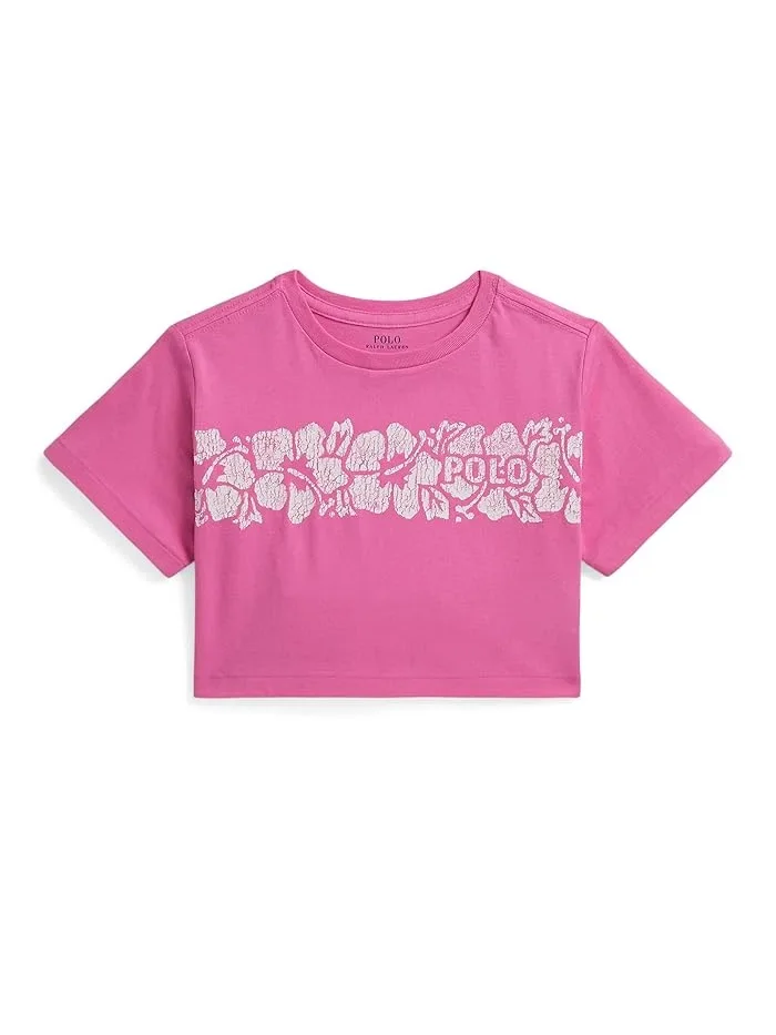Футболка с принтом Floral-Print Logo Cotton Boxy Tee Polo Ralph Lauren Kids — 1