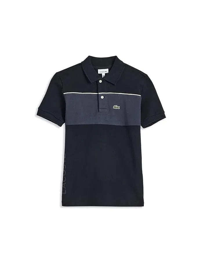 Футболка поло с цветными блоками Color-Blocked Pique Polo Lacoste Kids — 1