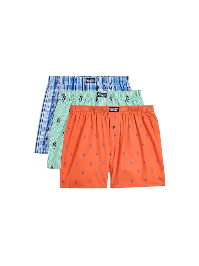 Трусы Woven Boxers Polo Ralph Lauren, Robinson Plaid/Morning Robe Bear Stripe/Spring Melon W/Boston Ro — 1