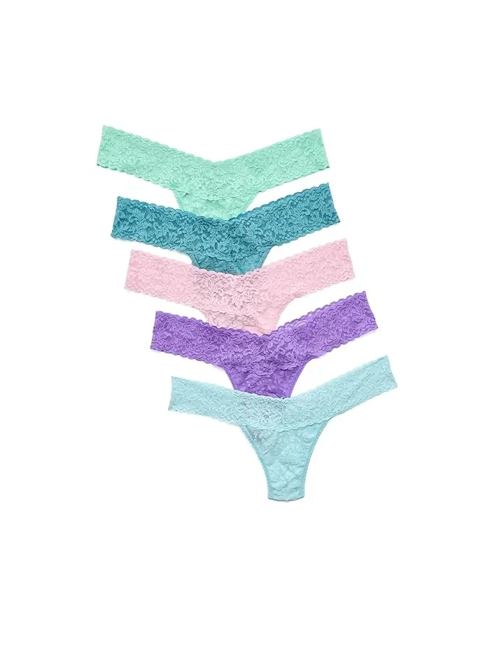 Трусы бикини из кружева Signature Lace Low Rise Thongs 5-Pack Hanky Panky — 1
