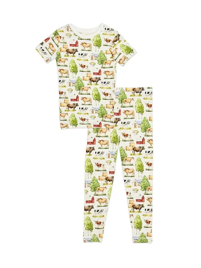 Пижама с принтом короткий рукав Print Short Sleeve Pajama Set Kickee Pants Kids — фиолетовый