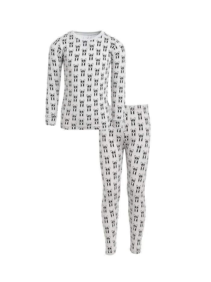 Пижама длинным рукавом Print Long Sleeve Pajama Set Kickee Pants Kids, Dove Bulldogs — 1