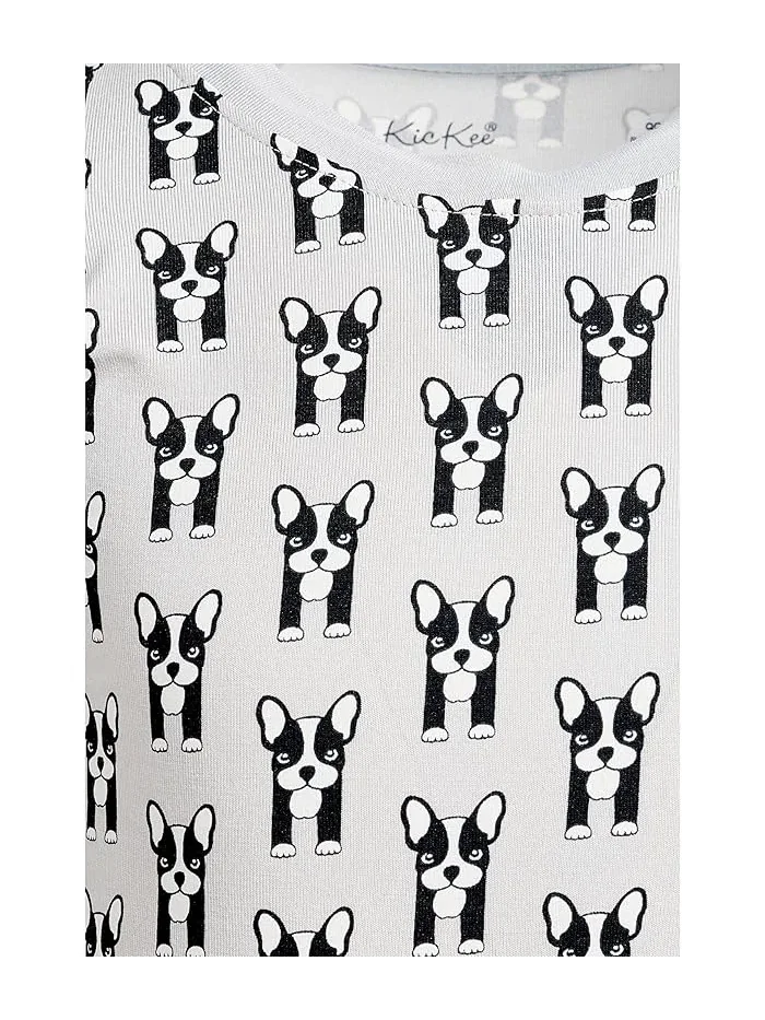 Пижама длинным рукавом Print Long Sleeve Pajama Set Kickee Pants Kids, Dove Bulldogs — 3