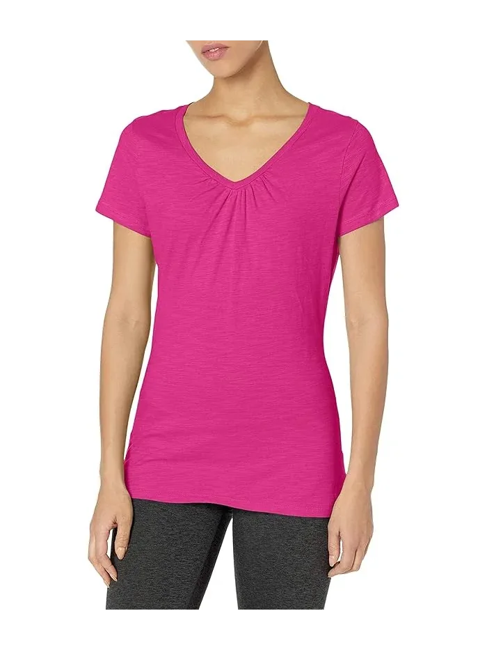 Футболка с V-образным вырезом и сборкой Hanes — 1