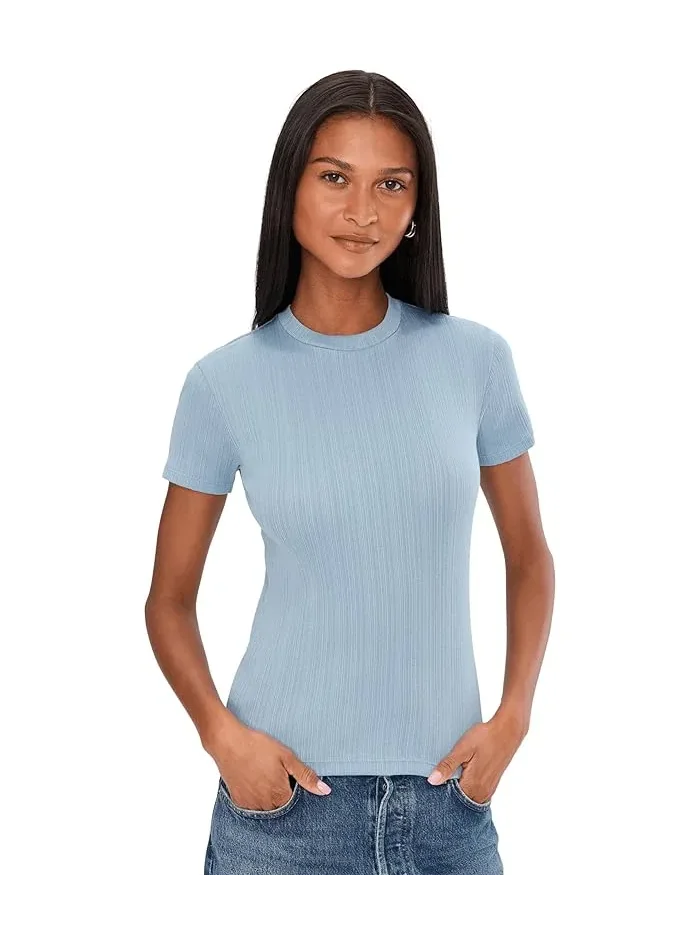 Футболка с горлом Rib Short Sleeve Crew Neck Vince, Del Mar — 1
