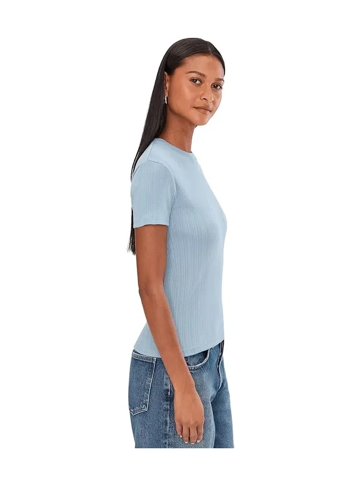 Футболка с горлом Rib Short Sleeve Crew Neck Vince, Del Mar — 3
