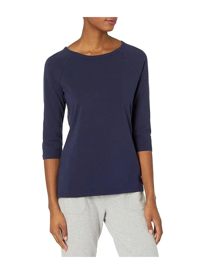 Футболка с реглан-рукавом из хлопка с эластаном Stretch Cotton Raglan Sleeve Tee Hanes — 1