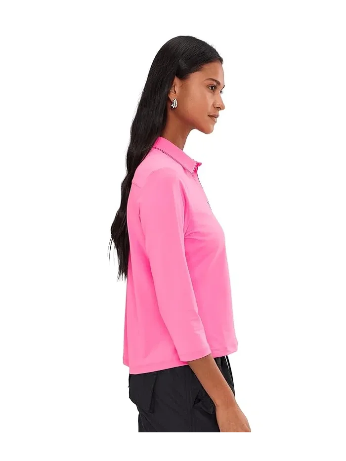 Футболка с полным застежкой-молнией модель Full Zip Front Pointed Collar Contoured Seams Jamie Sadock — 3