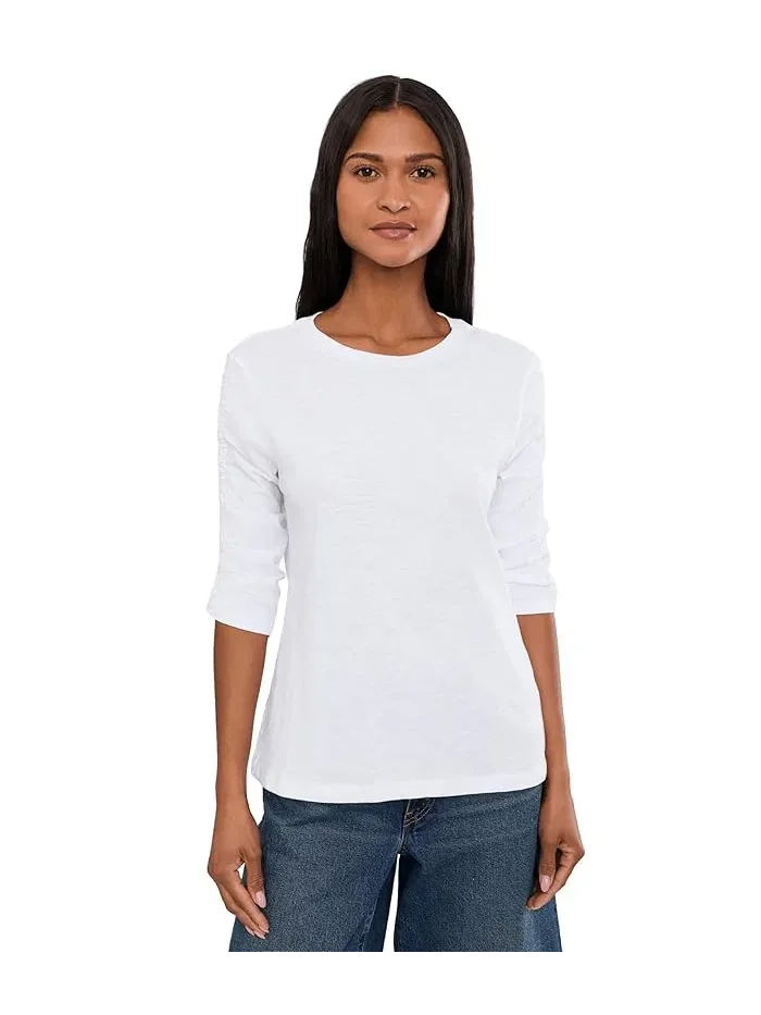 Футболка с защипами на рукавах Crew Neck Ruch Sleeve Tee Elliott Lauren — коричневый