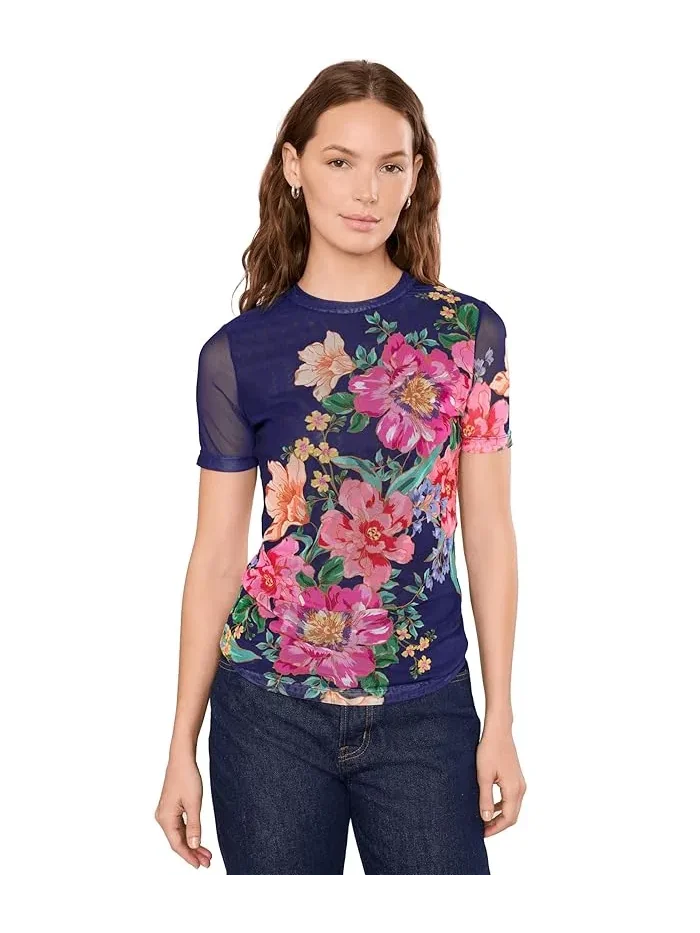 Футболка с цветочным принтом Eleanor Mesh Short Sleeve Tee Johnny Was — 1
