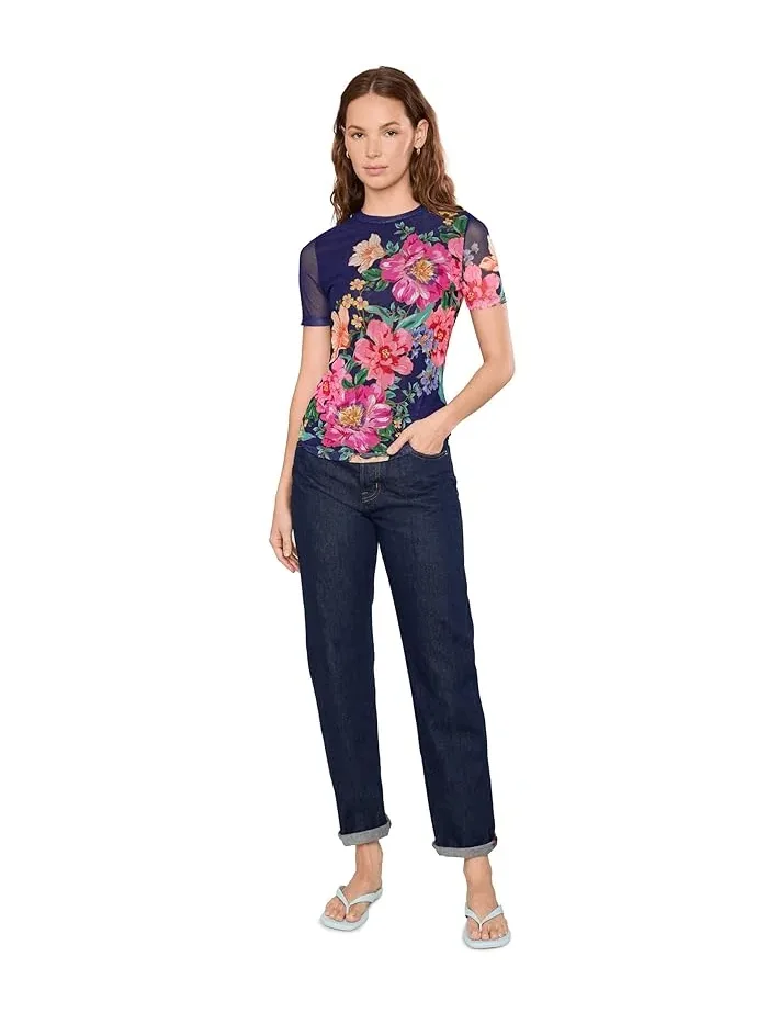 Футболка с цветочным принтом Eleanor Mesh Short Sleeve Tee Johnny Was — 2