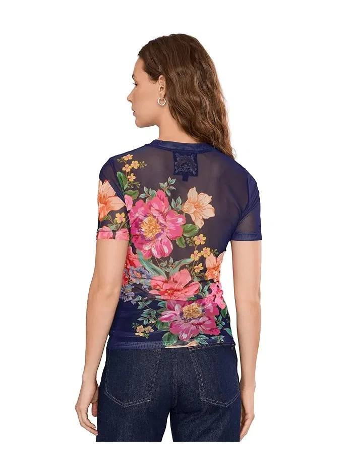 Футболка с цветочным принтом Eleanor Mesh Short Sleeve Tee Johnny Was — 4