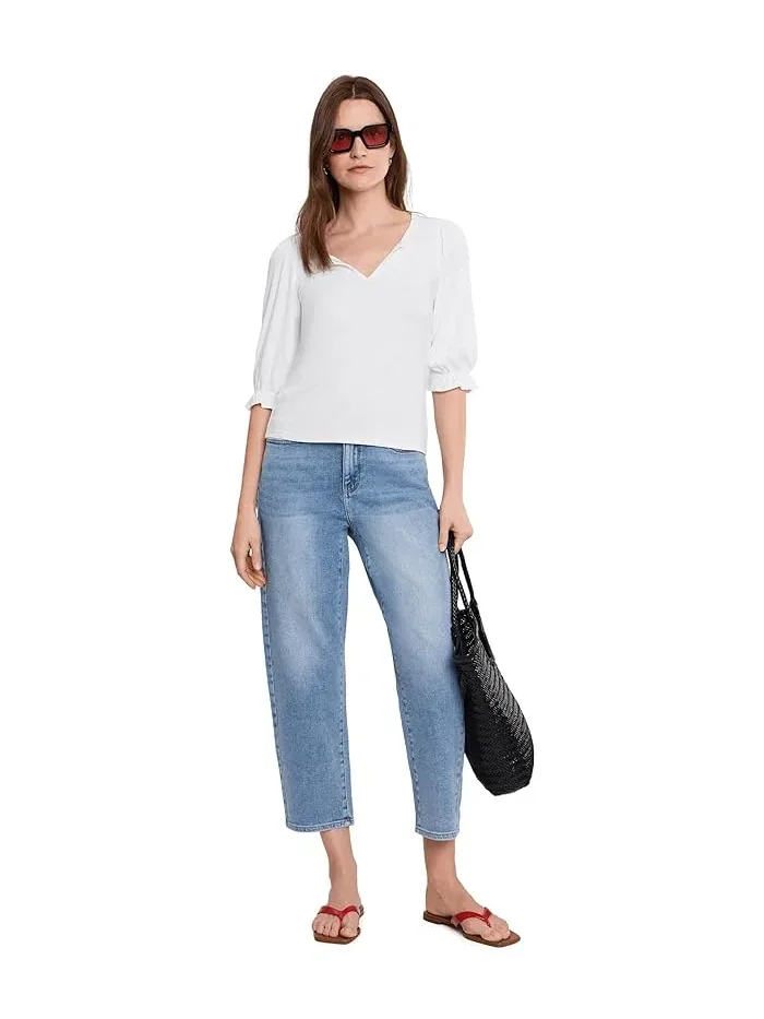 Футболка с V-образным вырезом Petite Elbow Sleeve Notch Knit Tee Liverpool Los Angeles — 2