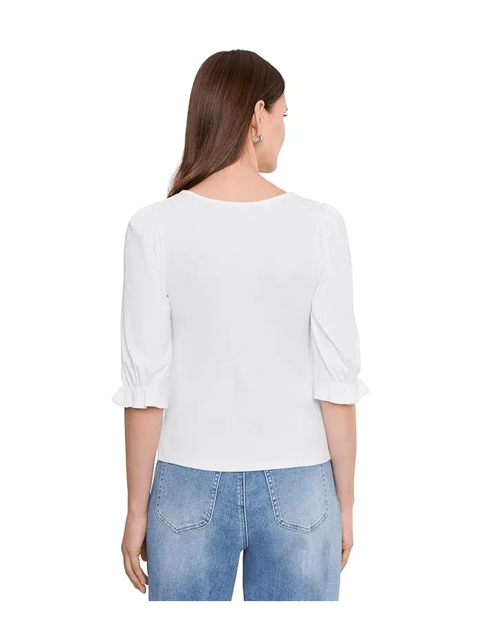 Футболка с V-образным вырезом Petite Elbow Sleeve Notch Knit Tee Liverpool Los Angeles — 4