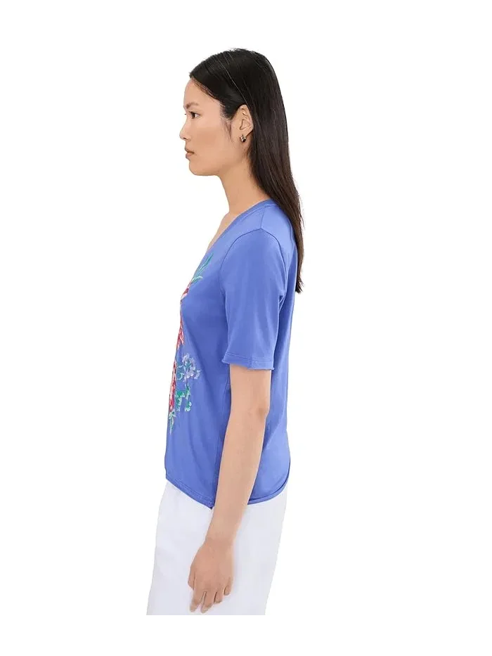 Футболка с цветочным принтом Raw Hem V-Neck Tee Johnny Was — 3