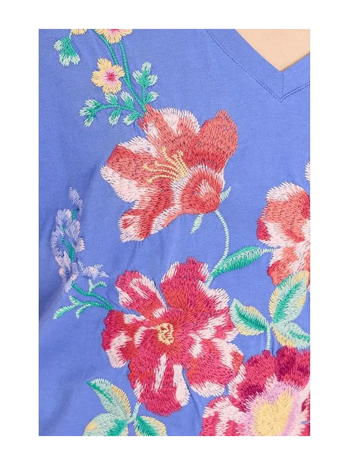 Футболка с цветочным принтом Raw Hem V-Neck Tee Johnny Was — 5