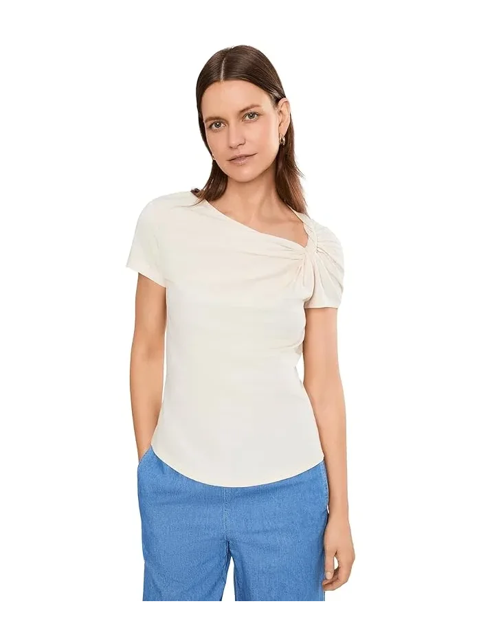 Футболка с асимметричным вырезом Twist-Neck Cotton Jersey Tee Lauren Ralph Lauren — 1