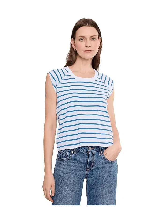Футболка с полоской Rib Stripe Short Sleeve Scoop Neck Lilla P, Regatta Stripe — синий