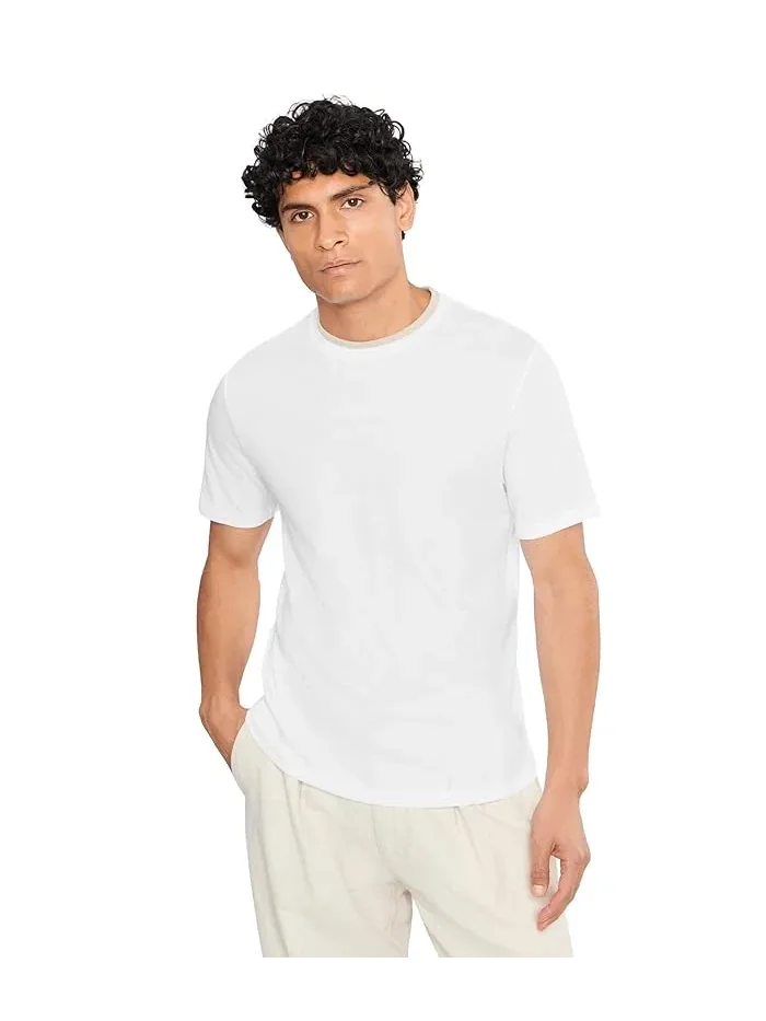 Футболка с двойным воротником свободная вязка Loose Knit Double Collar Short Sleeve Crew Vince — 1