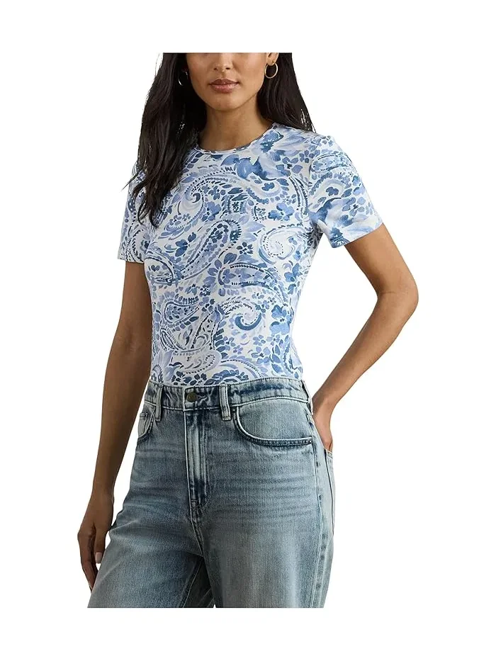 Футболка с принтом Paisley Stretch Cotton Crewneck Tee Lauren Ralph Lauren — 1