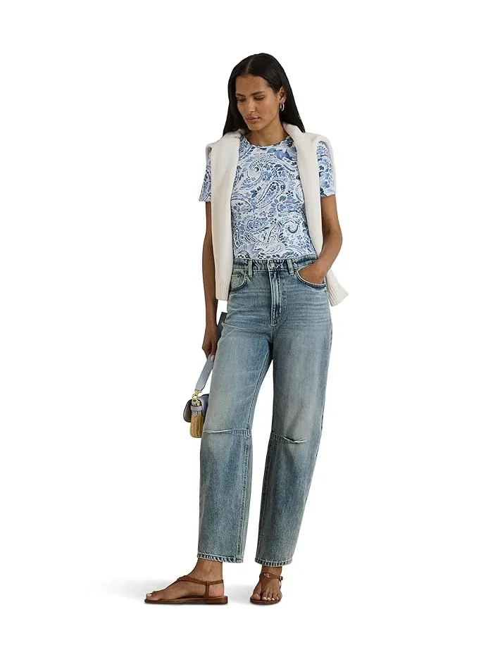 Футболка с принтом Paisley Stretch Cotton Crewneck Tee Lauren Ralph Lauren — 3