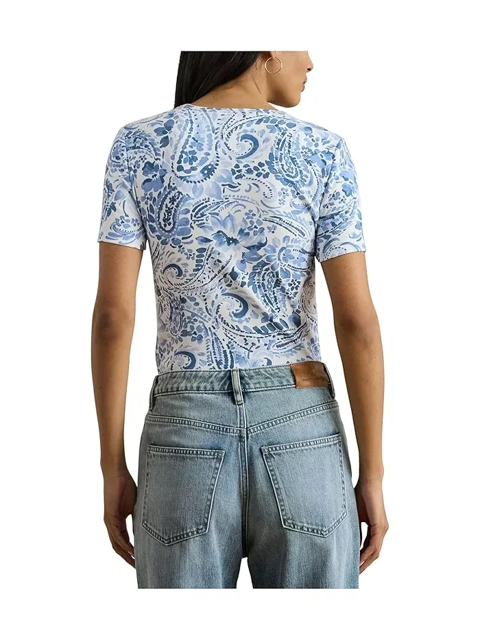 Футболка с принтом Paisley Stretch Cotton Crewneck Tee Lauren Ralph Lauren — 4