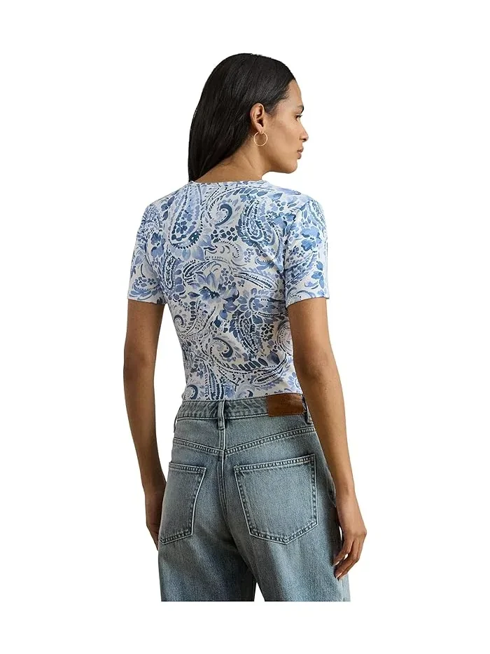 Футболка с принтом Paisley Stretch Cotton Crewneck Tee Lauren Ralph Lauren — 5