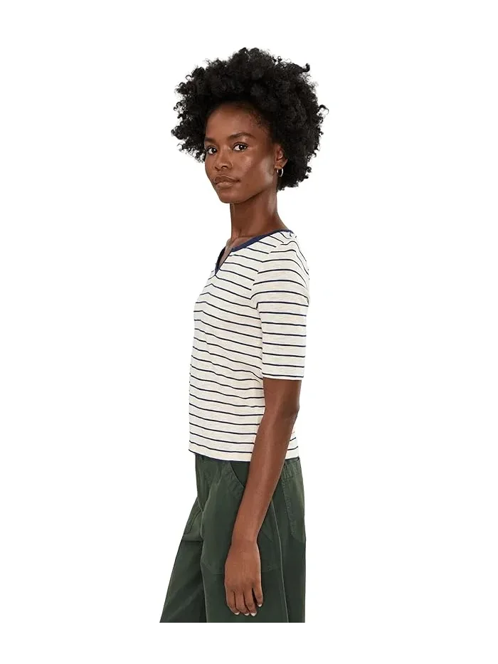 Футболка с длинным рукавом Nzt Elbow Sleeve Stripe Notch Tee NIC+ZOE — 3