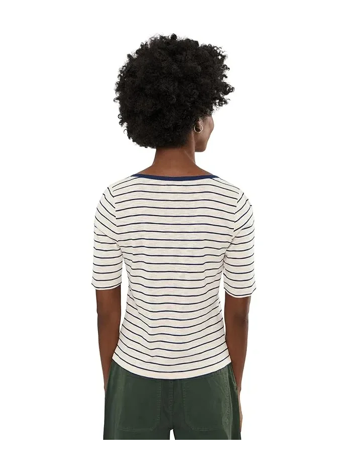 Футболка с длинным рукавом Nzt Elbow Sleeve Stripe Notch Tee NIC+ZOE — 4