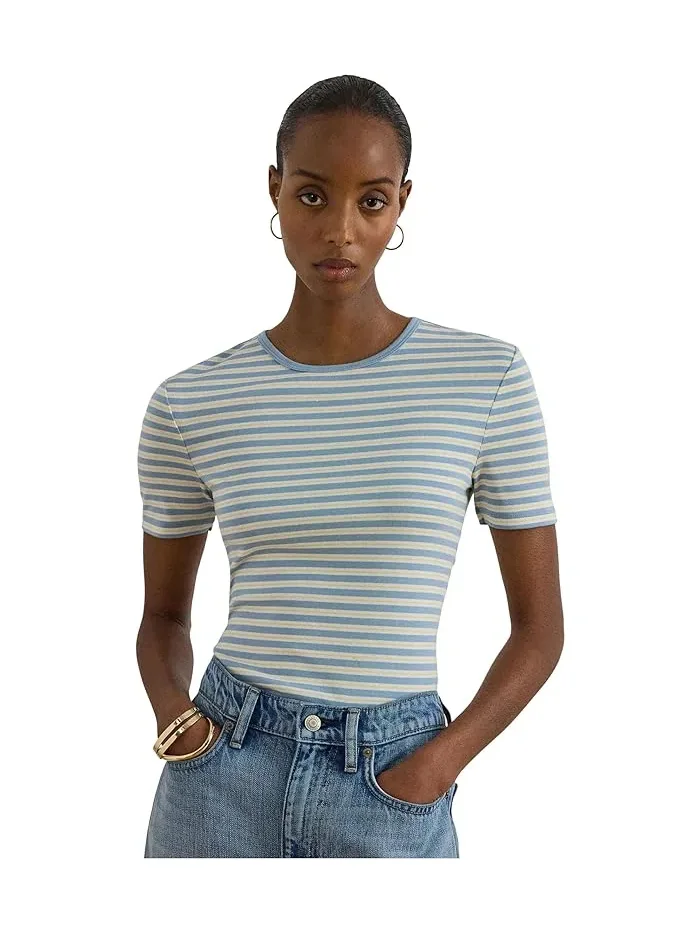 Футболка с принтом Paisley Stretch Cotton Crewneck Tee Lauren Ralph Lauren — 1
