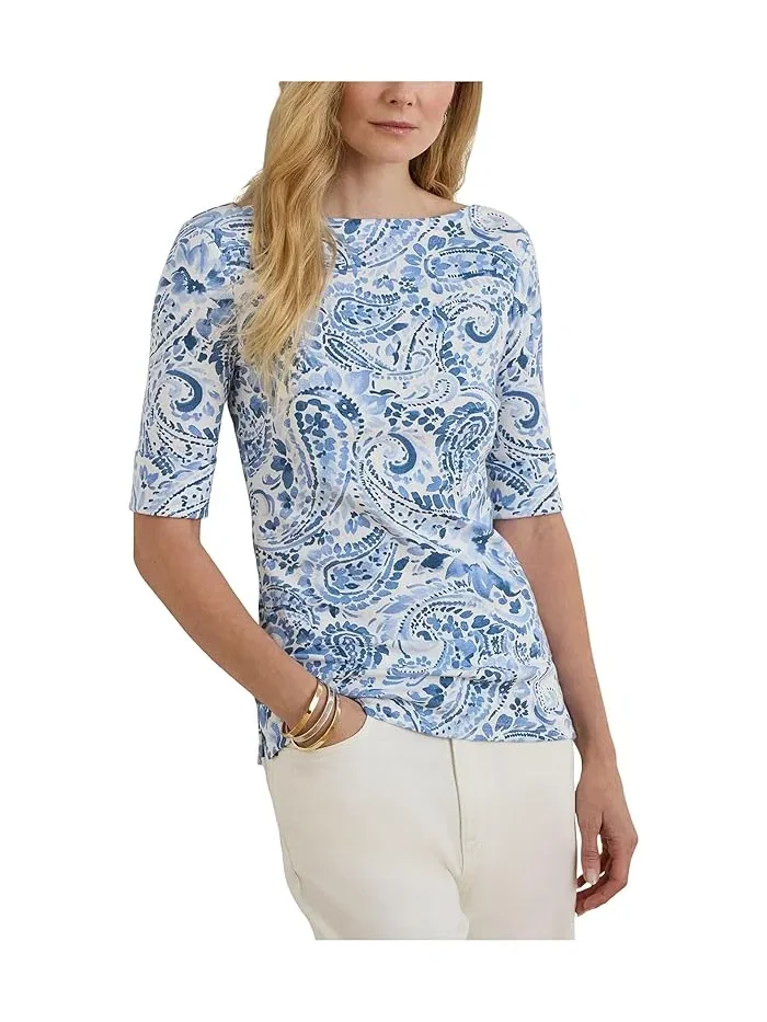 Футболка с принтом Paisley Stretch Cotton Boatneck Tee Lauren Ralph Lauren — 1