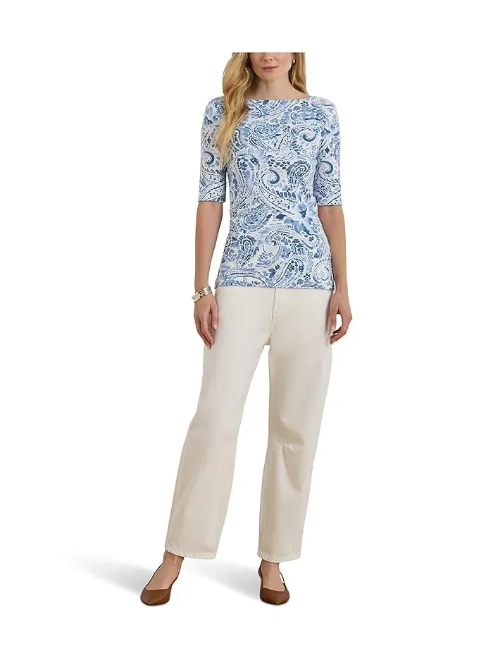 Футболка с принтом Paisley Stretch Cotton Boatneck Tee Lauren Ralph Lauren — 2