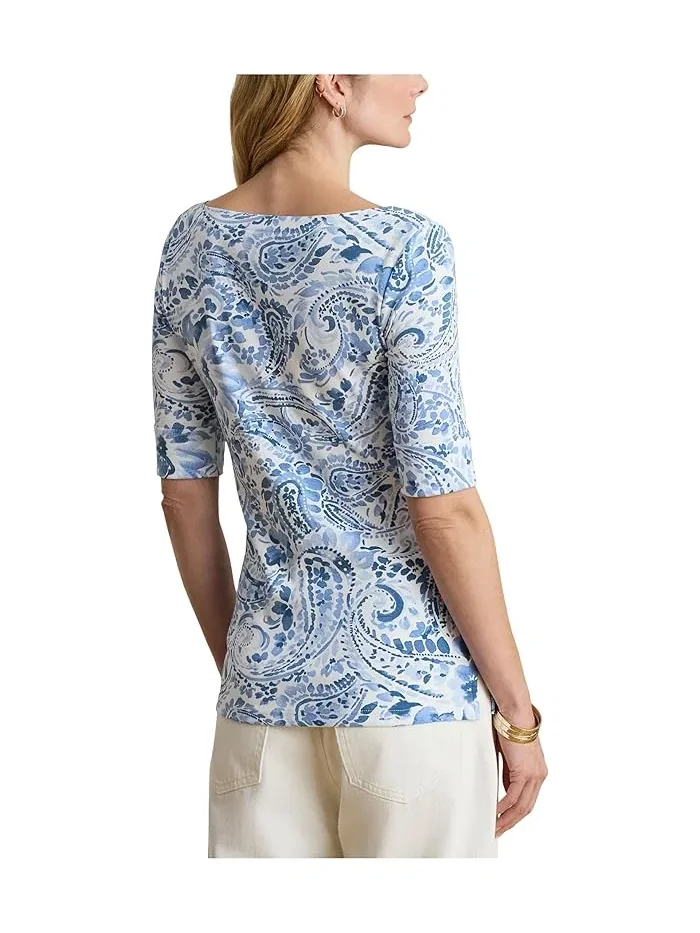 Футболка с принтом Paisley Stretch Cotton Boatneck Tee Lauren Ralph Lauren — 3