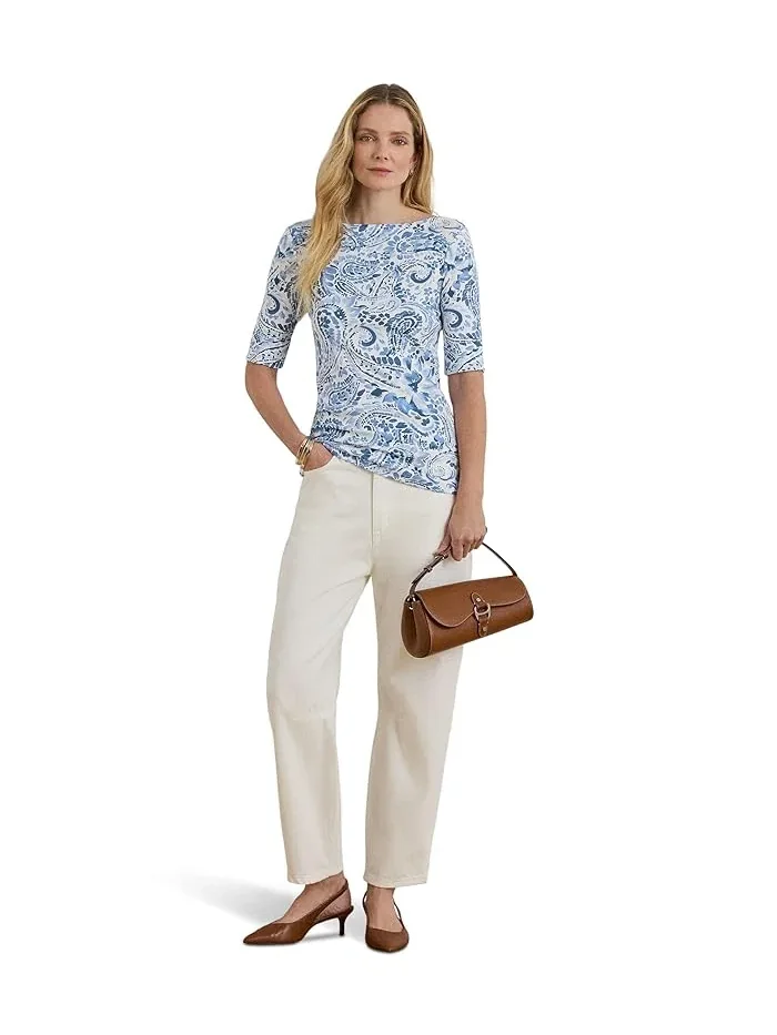 Футболка с принтом Paisley Stretch Cotton Boatneck Tee Lauren Ralph Lauren — 4