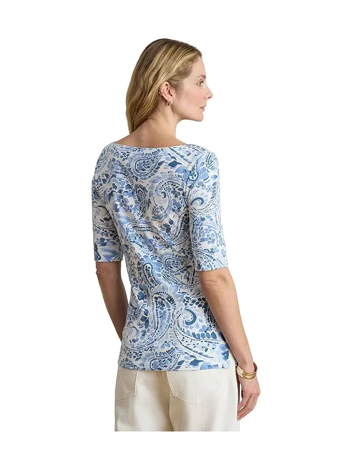 Футболка с принтом Paisley Stretch Cotton Boatneck Tee Lauren Ralph Lauren — 5