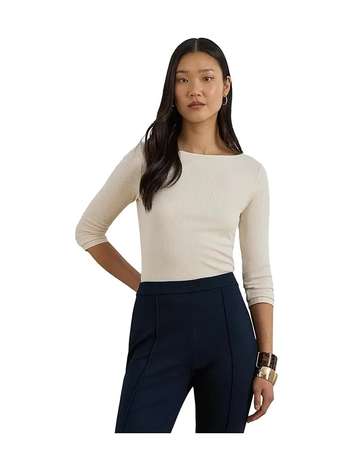 Блуза Rib-Knit Cotton-Blend Boatneck Lauren Ralph Lauren — 1