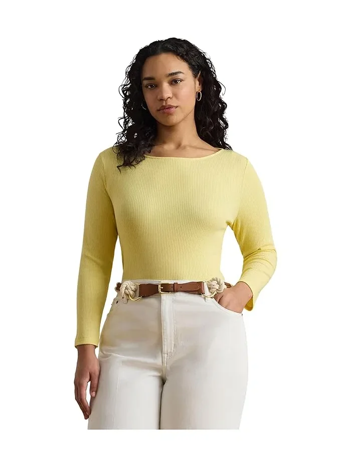 Футболка с лодочкой Rib-Knit Cotton-Blend Lauren Ralph Lauren — 1